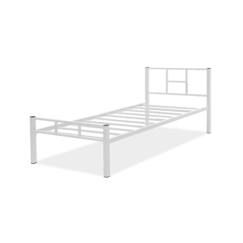 Cama Solteiro 100% Aço Estilo Industrial com Colchão:branco