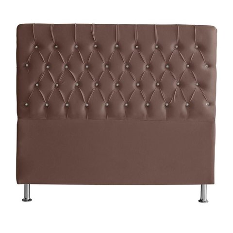 Cabeceira de Cama Box Paris Casal 140 Cm Botão Strass Suede Rosê do Lar Móveis