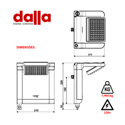 Chuveiro Eletrônico Lorenzetti Acqua Star 220V 7800W  Branco - 7