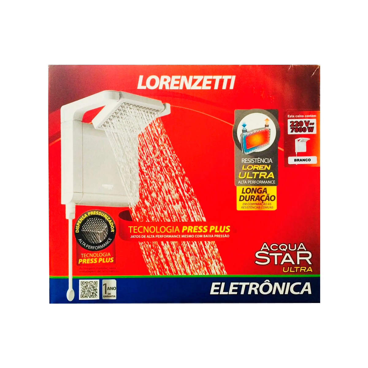 Chuveiro Eletrônico Lorenzetti Acqua Star 220V 7800W  Branco - 5