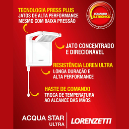 Chuveiro Eletrônico Lorenzetti Acqua Star 220V 7800W  Branco - 4