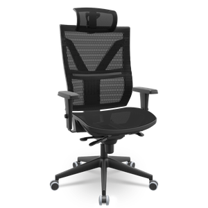 Cadeira Escritório Presidente Giratória Darix X+ Slider Braços 3d Plaxmetal Nr17 em Tela Preta