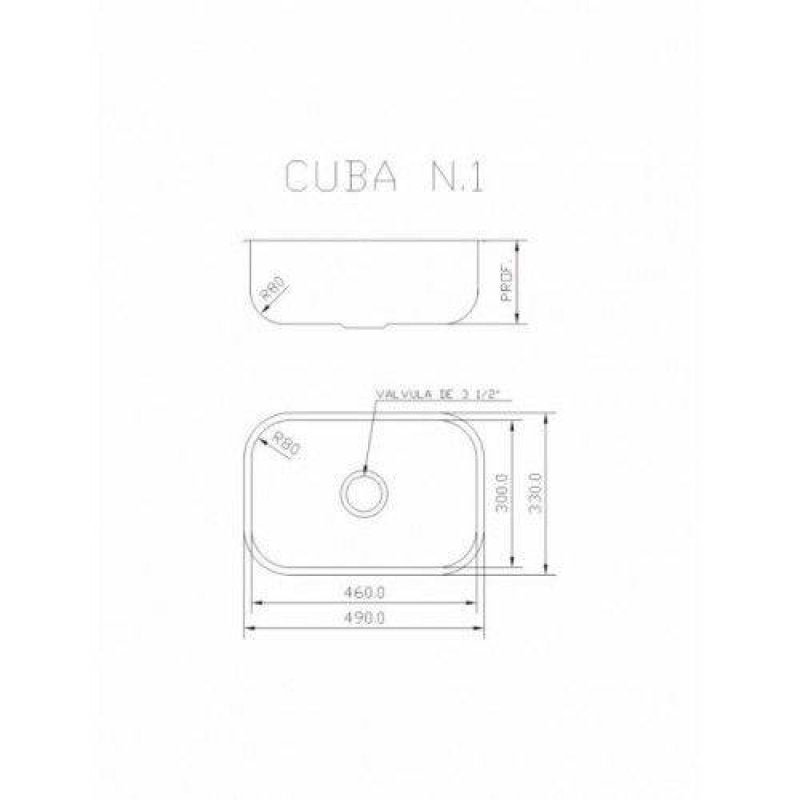 Cuba N 01 46x30x11 Aço Inox Tecnocuba - 3