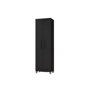 Armário Multiuso Fit Preto 2 Portas Sapateira / Lavanderia 1,90 Altura - E. E. Móveis
