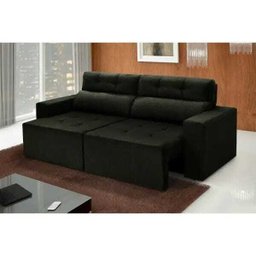 Sofá 4 Lugares Triunfo Retrátil e Reclinável 2.20M Suede Amassado Preto - 1