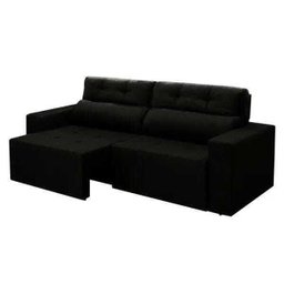 Sofá 4 Lugares Triunfo Retrátil e Reclinável 2.20M Suede Amassado Preto - 2