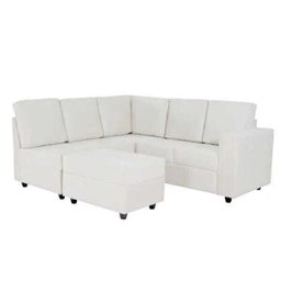 Sofá de Canto 5 Lugares com Puff Sofia Pena 1,96M x 1,01M Marfim - 2
