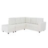 Sofá de Canto 5 Lugares com Puff Sofia Pena 1,96M x 1,01M Marfim - 5