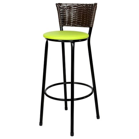Banqueta Alta Ratan Hawai Preta Café  