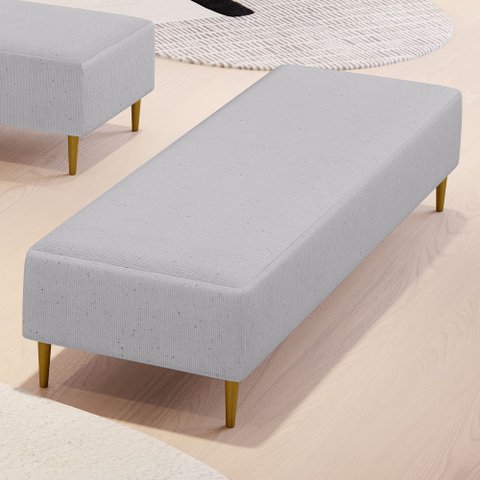 Puff Decorativo Sala de Estar Bali W01 Pés Palito 190x60cm Linho Cinza - Lyam Decor