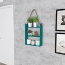 Ver imagem 1 de Nicho Prateleira Decorativo Corda 60 Cm Sala Quarto Escritório Banheiro Mdp Turquesa - Clicklar