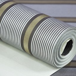 Papel de Parede Listrado Marrom Escuro com Detalhes Dourado - 1