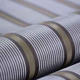 Papel de Parede Listrado Marrom Escuro com Detalhes Dourado - 6