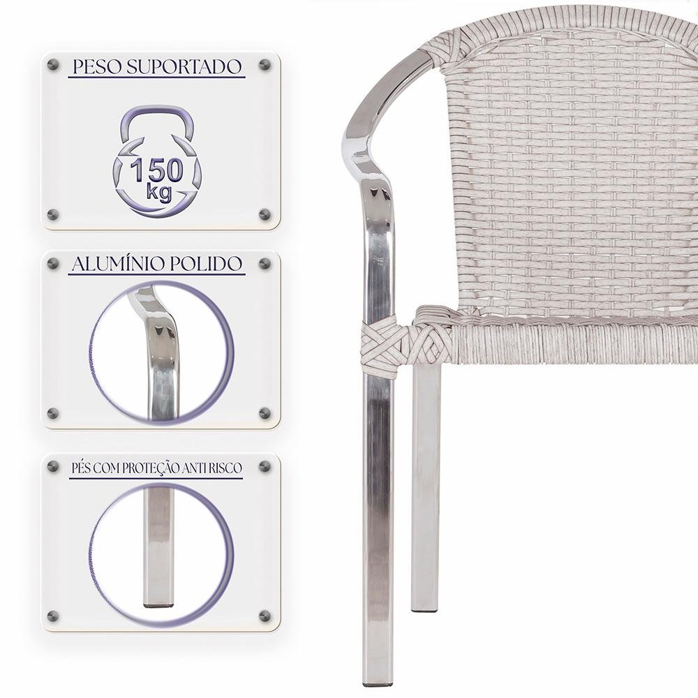 Cadeira de Area externa Tóquio 3 unidades e mesa Tóquio, aluminio e fibra sintetica - Marmore - 5