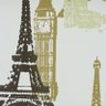 Papel de Parede Importado Vinílico Lavável 53cm x 10m Torre Eiffel Bege, Dourado e Marrom - 1