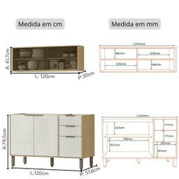 Cozinha Modulada Completa Vick 6 Peças Castanho Off White - 4