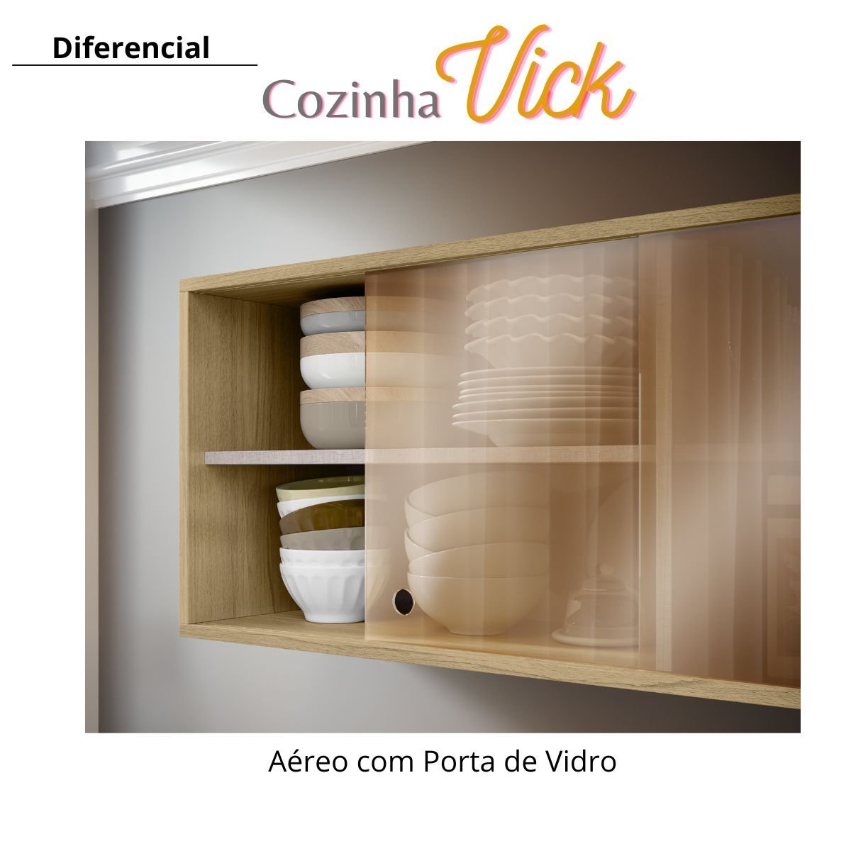 Cozinha Modulada Completa Vick 6 Peças Castanho Off White - 13