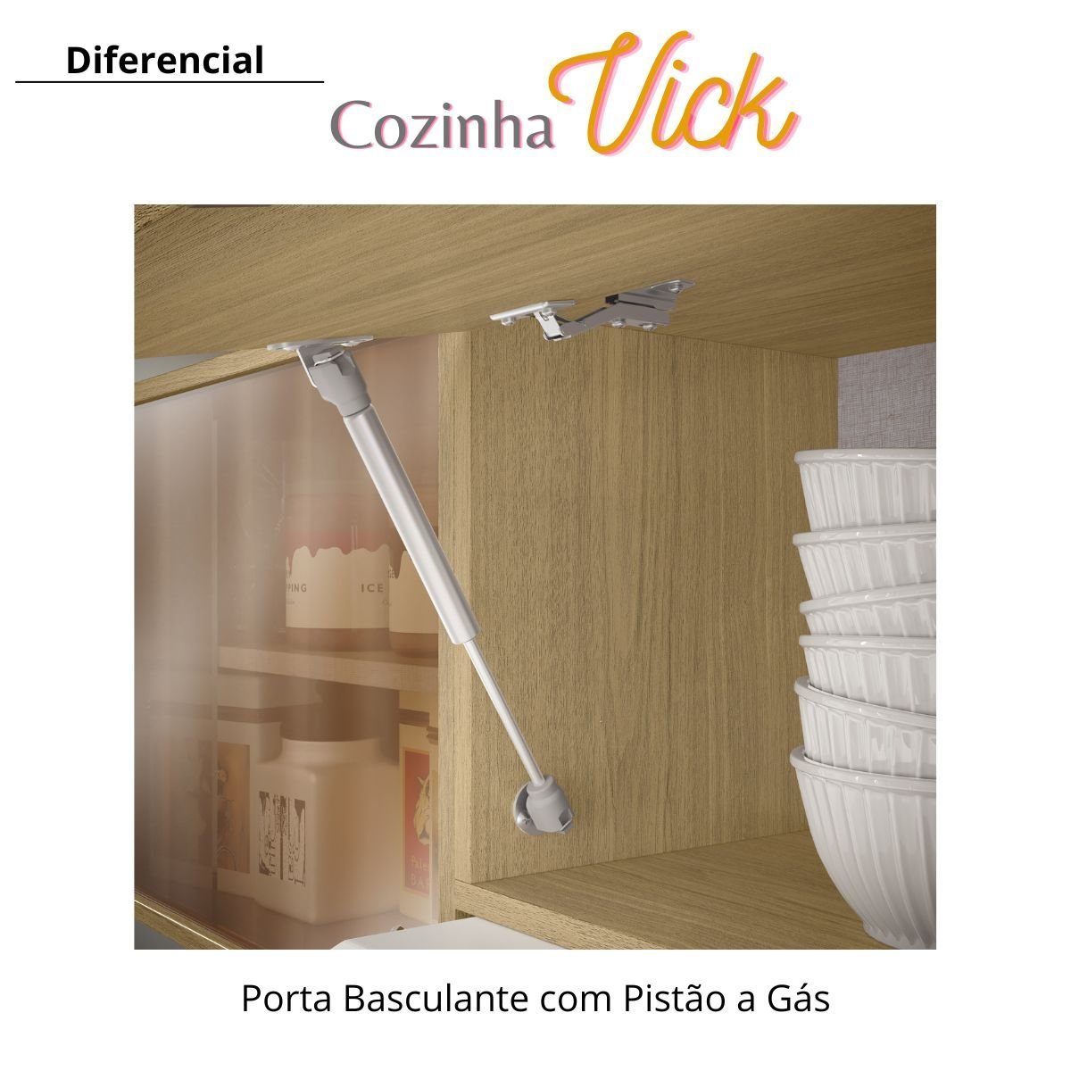 Cozinha Modulada Completa Vick 6 Peças Castanho Off White - 12