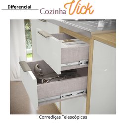 Cozinha Modulada Completa Vick 6 Peças Castanho Off White - 9