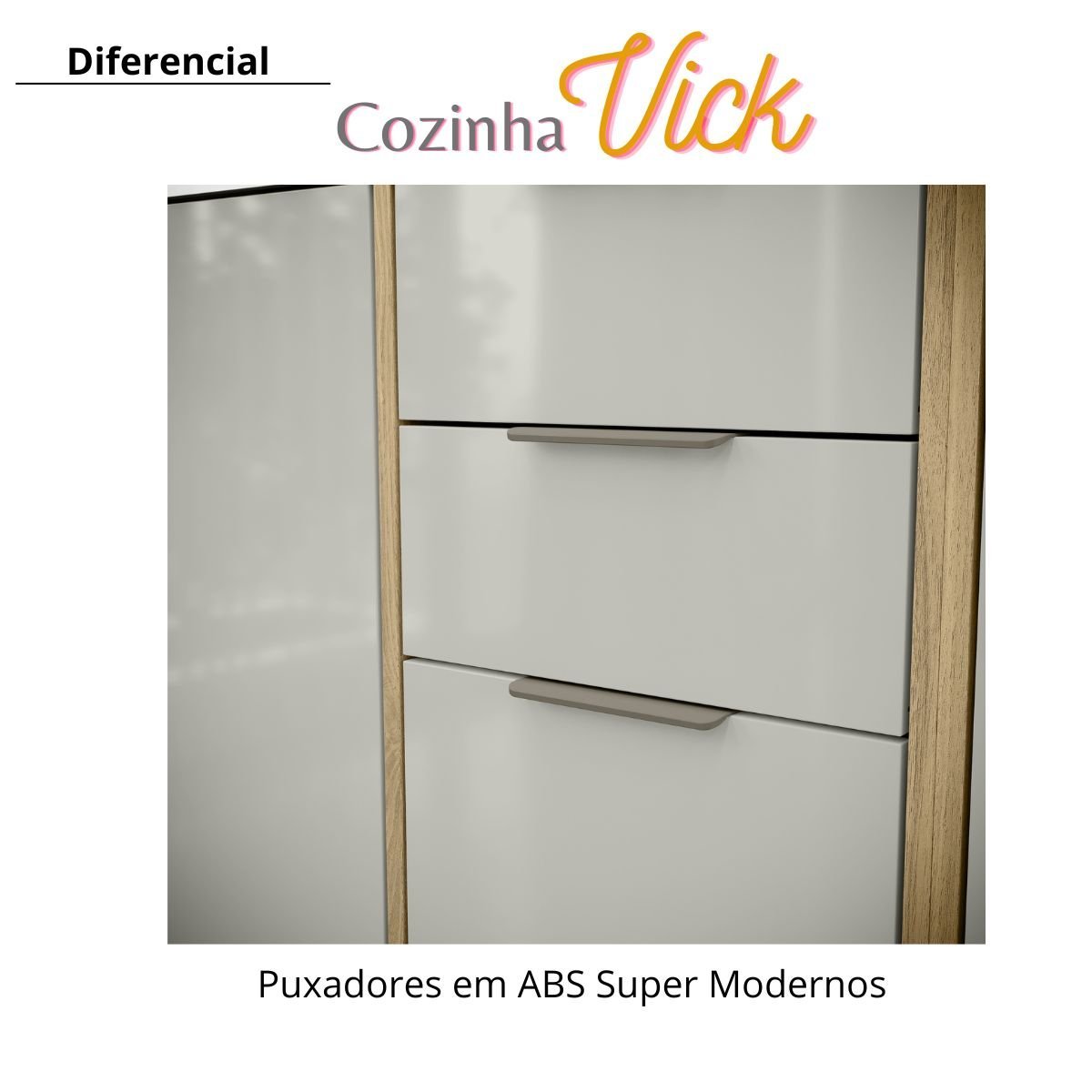 Cozinha Modulada Completa Vick 6 Peças Castanho Off White - 14