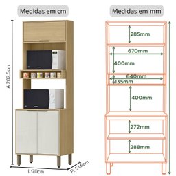Cozinha Modulada Completa Vick 6 Peças Castanho Off White - 7