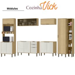 Cozinha Modulada Completa Vick 6 Peças Castanho Off White - 3