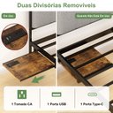 Ver imagem 7 de Cama Casal Flutuante com Cabeceira Estofada e Mesa Lateral Retrátil com Tomada Usb e Type-c