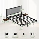 Ver imagem 4 de Cama Casal Flutuante com Cabeceira Estofada e Mesa Lateral Retrátil com Tomada Usb e Type-c