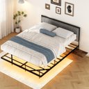 Ver imagem 5 de Cama Casal Flutuante com Cabeceira Estofada e Mesa Lateral Retrátil com Tomada Usb e Type-c