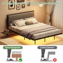 Ver mais imagens de Cama Casal Flutuante com Cabeceira Estofada e Mesa Lateral Retrátil com Tomada Usb e Type-c