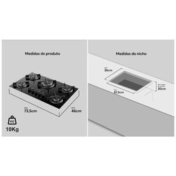Cooktop Dako 5 Bocas Supreme Tripla Chama Preto - Bivolt - 3
