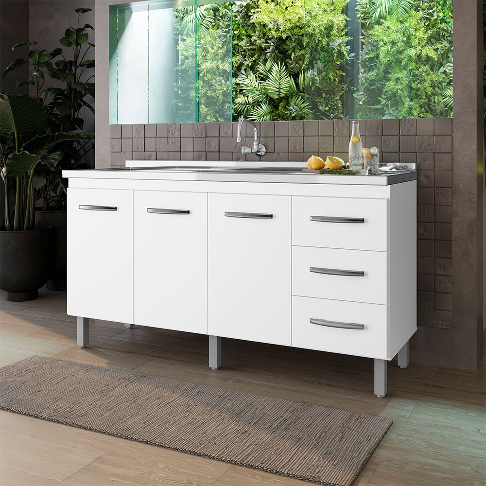 Ver imagem 5 de Balcao P/ Pia 150 Cm 3p Diana Branco Mobbs