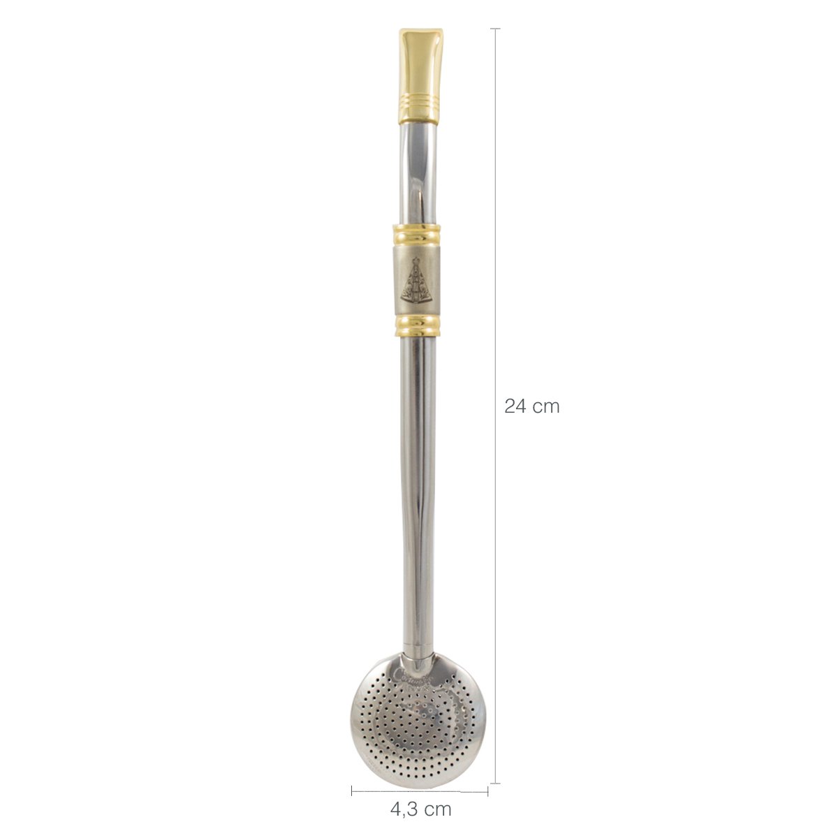 Bomba De Chimarrão Aço Inox Banho Ouro 18k Nossa Senhora Aparecida - 4