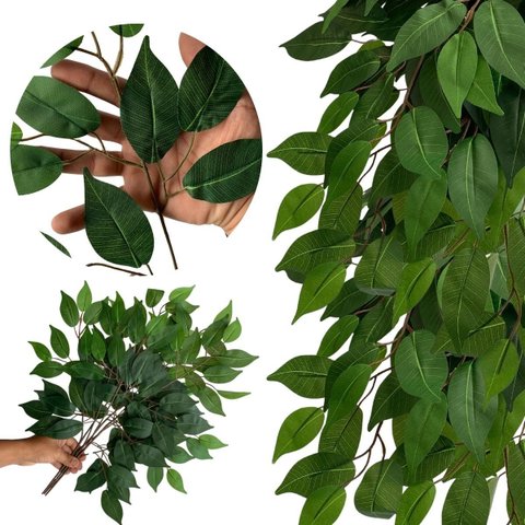Conjunto 8 Hastes Folhagem Artificial Fícus Decoração Sala Escritório Jardim Vertical