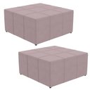 Ver imagem 1 de Kit 02 Puffs Decorativos Para Sala de Estar Quadrado Milano 90x90 W01 Suede Rosê - Lyam Decor