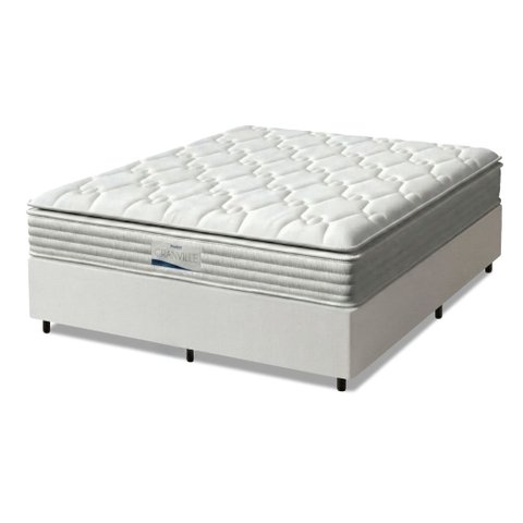 Cama Box Casal King Colchão Molas Ensacadas Granville com Pillow Probel Branco