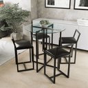 Ver imagem 1 de Conjunto Mesa 4 Cadeiras Estofado Tampo Vidro Redondo Industrial Black