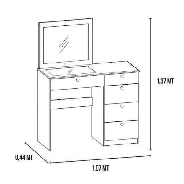 Penteadeira Milla com Espelho Branco Milani Móveis - 3