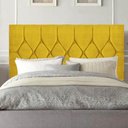 Ver imagem 1 de Cabeceira Estofada Istambul Capitonê 195cm King Size Box Quarto Corino Amarelo - Gat Magazine