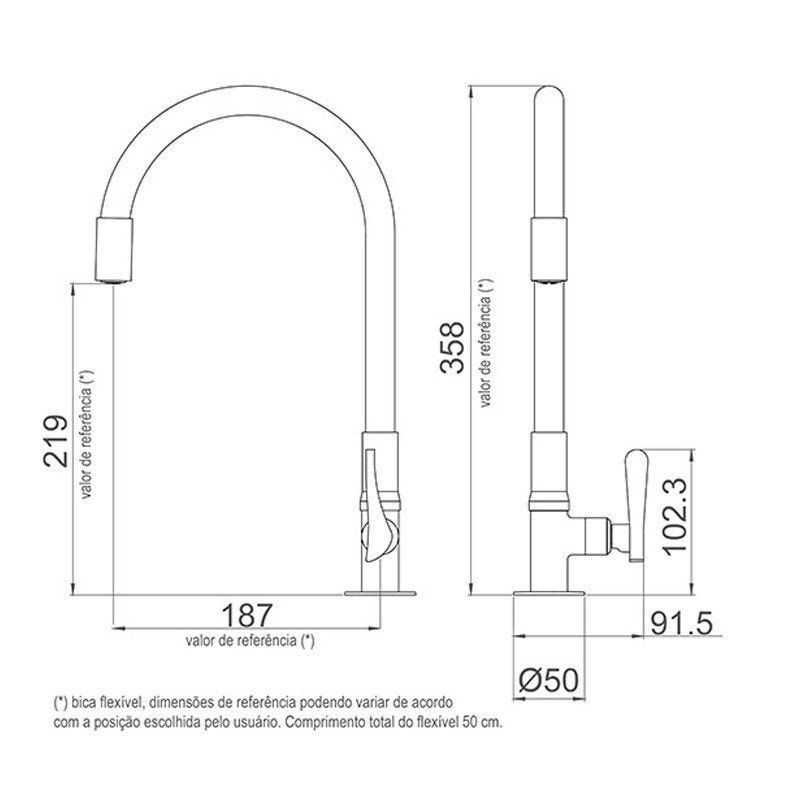 Torneira Lorenflex De Bancada Com Bica Flexível Lorenzetti 1177 R27 Vermelha - 5