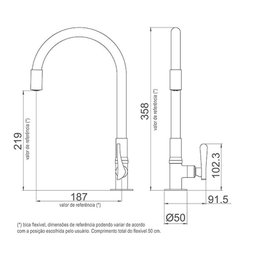 Torneira Lorenflex De Bancada Com Bica Flexível Lorenzetti 1177 R27 Vermelha - 5