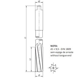 Alargador Máquina Dente Helicoidal 28,0mm Haste Cilíndrica Corte À Direita Hélice À Esquerda - 2 Alargador Máquina Dente Helicoidal 28,0mm Haste Cilíndrica Corte À Direita Hélice À Esquerda - 2