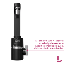 Torneira Elétrica Slim 4t de Bancada Preta Hydra 220v - 5 Torneira Elétrica Slim 4t de Bancada Preta Hydra 220v - 5