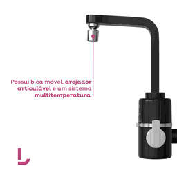 Torneira Elétrica Slim 4t de Bancada Preta Hydra 220v - 4 Torneira Elétrica Slim 4t de Bancada Preta Hydra 220v - 4