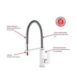 Torneira Misturador Lorenzetti de Mesa Loren Vogue Cromado Monocomando - 2