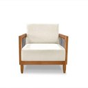 Ver imagem 2 de Poltrona Decorativa Daia Base de Madeira Linho Rústico Natural Bege Loja Sheep