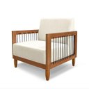 Ver imagem 1 de Poltrona Decorativa Daia Base de Madeira Linho Rústico Natural Bege Loja Sheep
