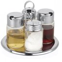 Ver imagem 1 de Galheteiro Redondo 5 peças Vidro e Inox Forma 2106-P