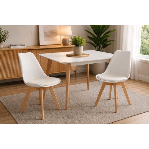 Kit 2 Cadeiras Eames Wood Leda Branca Polipropileno Base Madeira