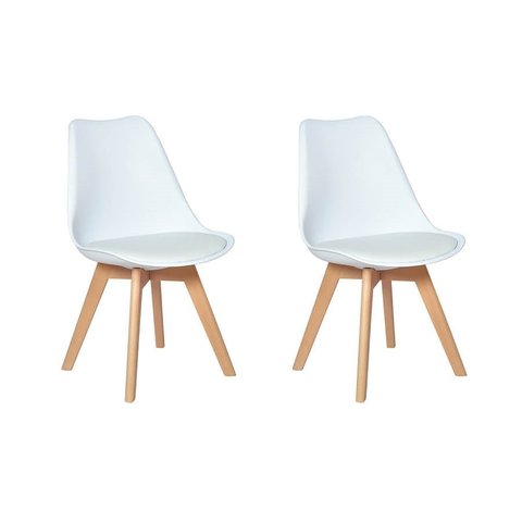 Kit 2 Cadeiras Eames Wood Leda Design - Branca